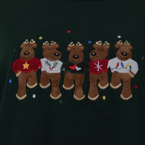 Vintage 90s Cotton/Poly Green Christmas Sweatshirt size X Large‎ - Picture 8 of 13